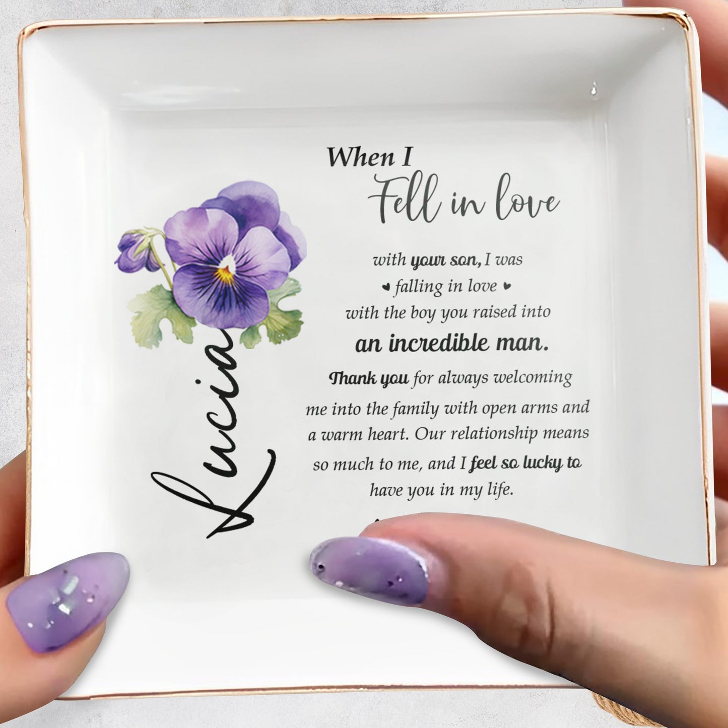 Un message sincère à ma belle-mère – Plat à bijoux personnalisé – MOM014_SCRD