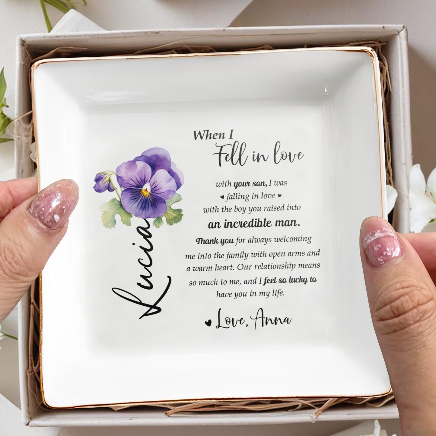 Un message sincère à ma belle-mère – Plat à bijoux personnalisé – MOM014_SCRD