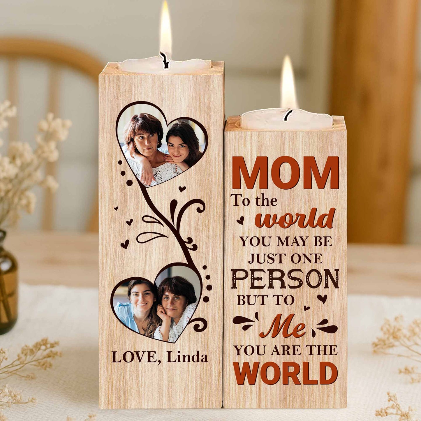 Mom To The World, Hearts And Floral Design