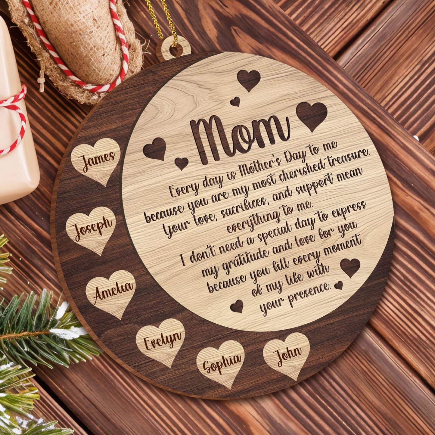 Cherished Treasures, Hearts and Wooden Texture