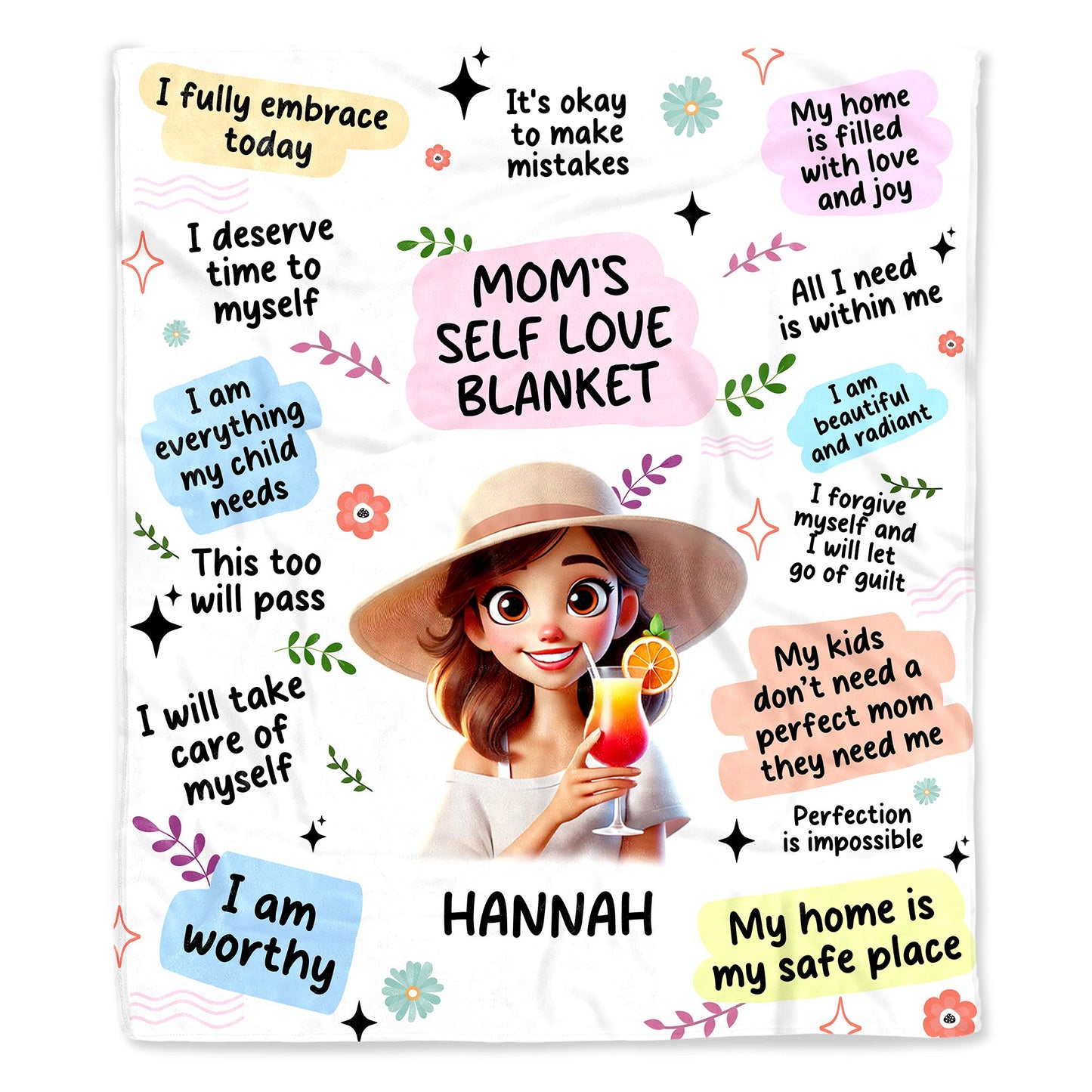 Mom's Self Love Blanket With Positive Affirmations