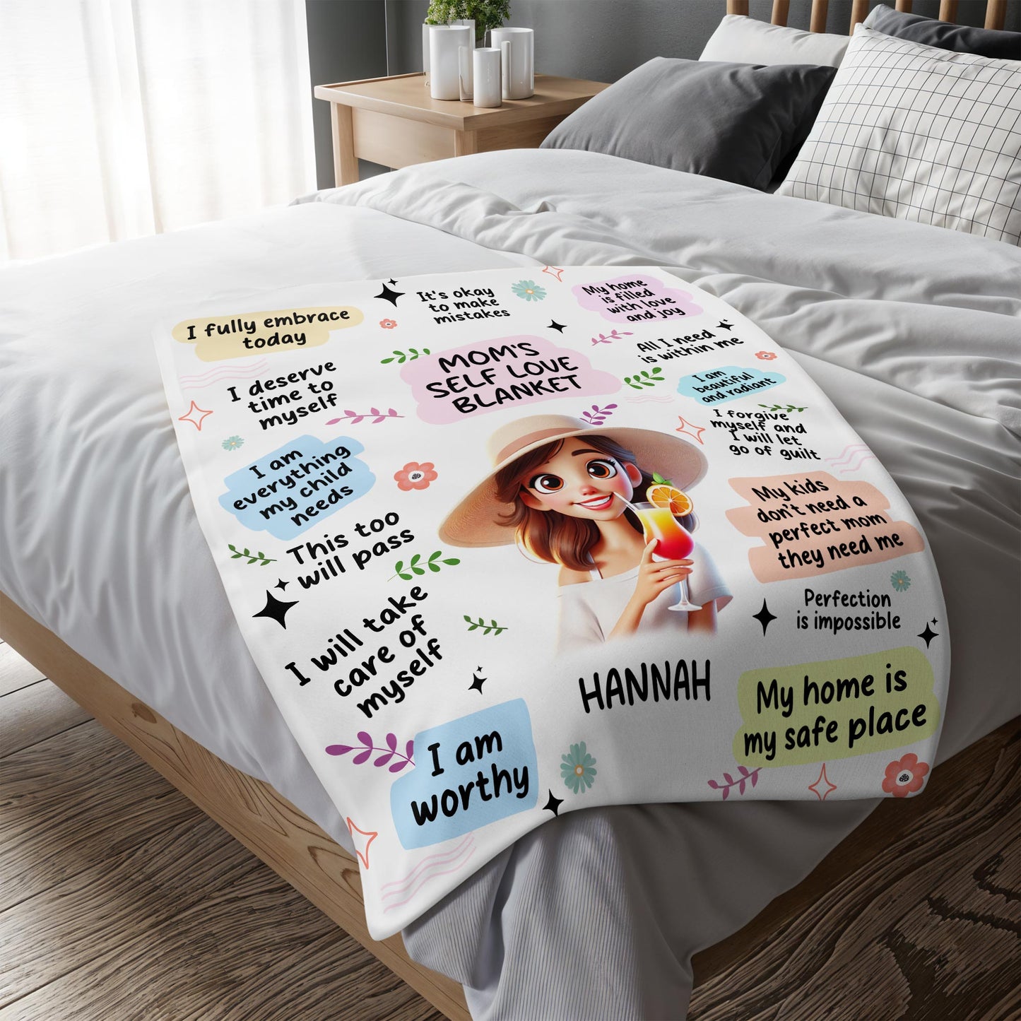 Mom's Self Love Blanket With Positive Affirmations