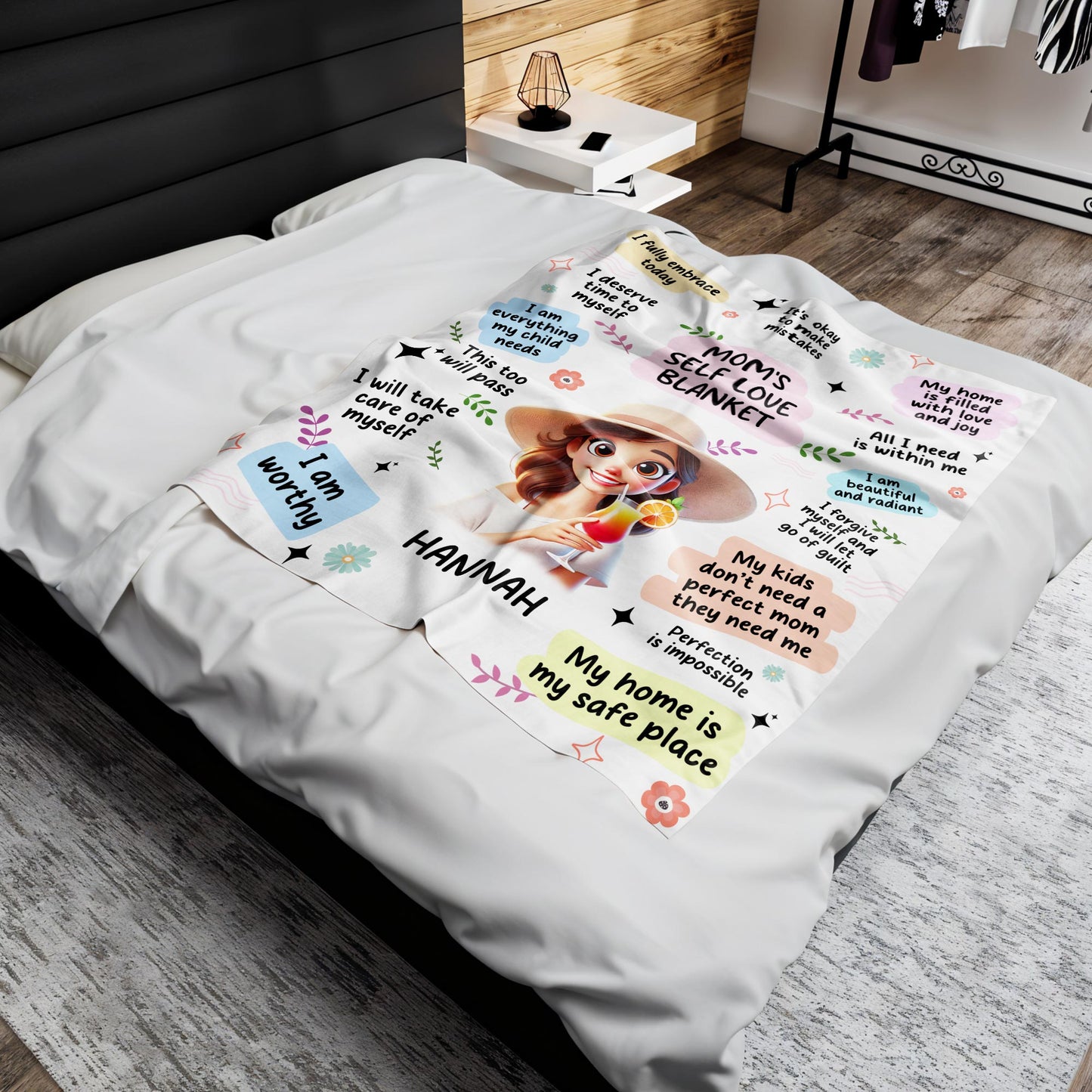 Mom's Self Love Blanket With Positive Affirmations