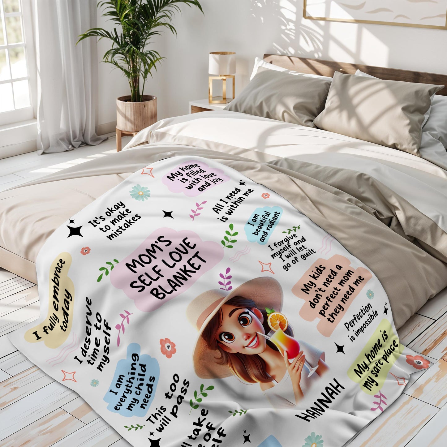 Mom's Self Love Blanket With Positive Affirmations