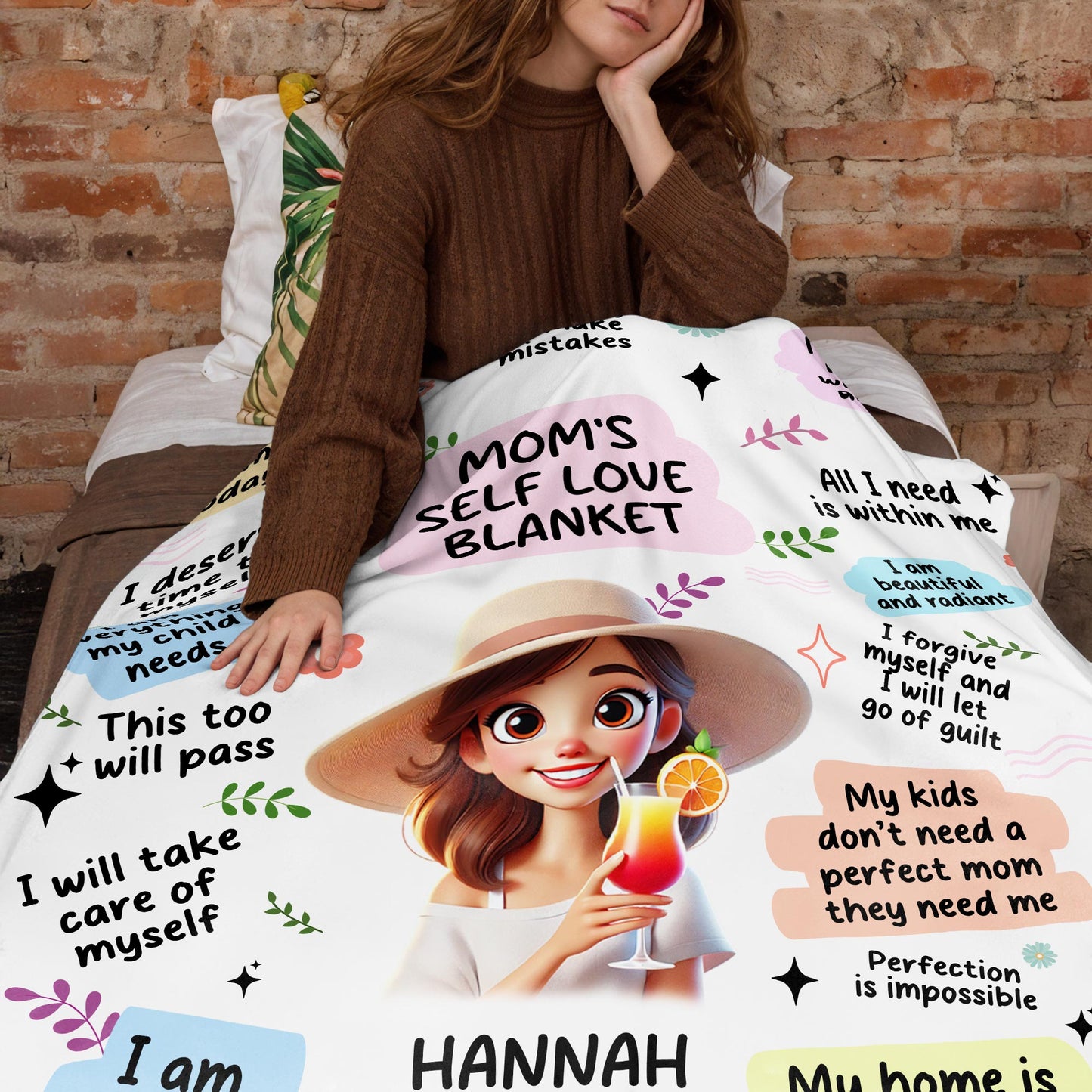 Mom's Self Love Blanket With Positive Affirmations