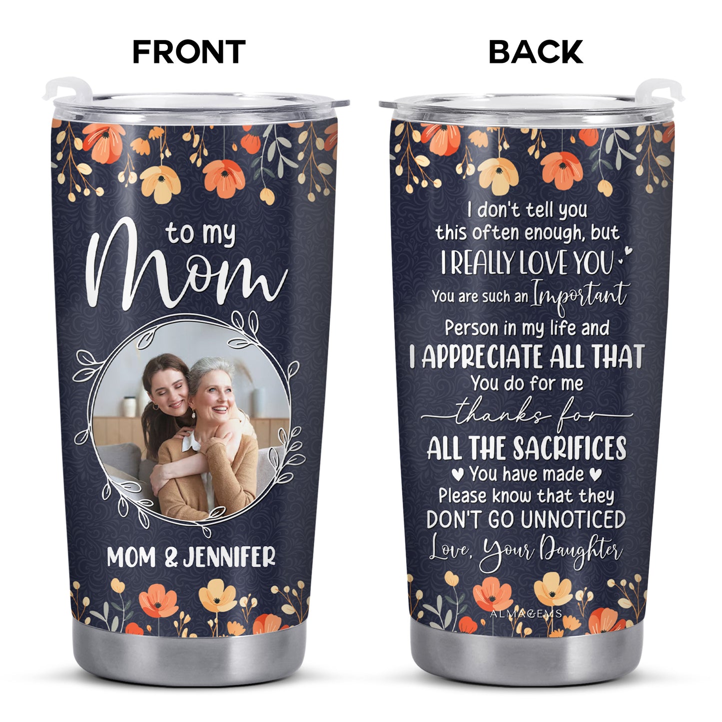 Appreciation For Mom Floral Tumbler Design