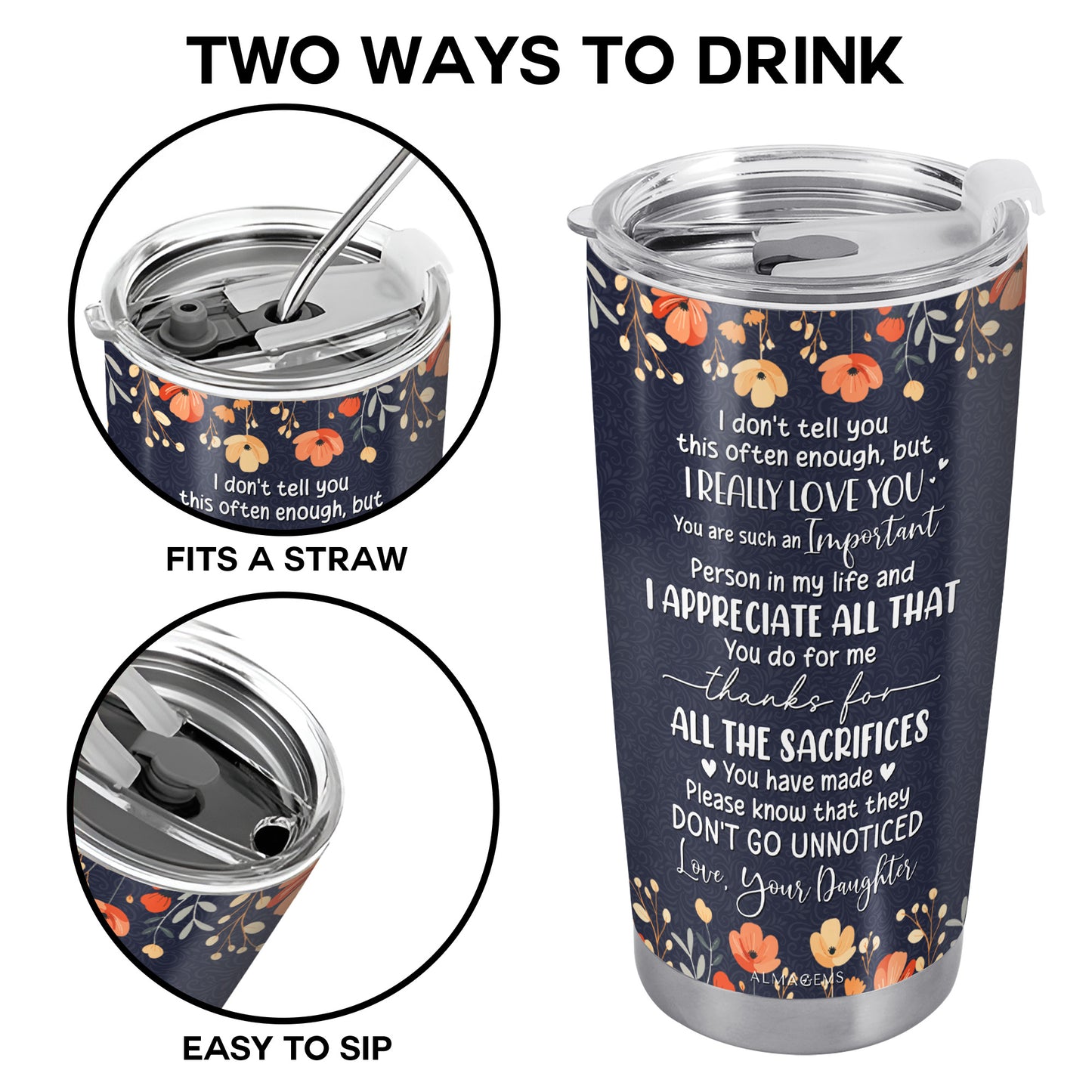 Appreciation For Mom Floral Tumbler Design