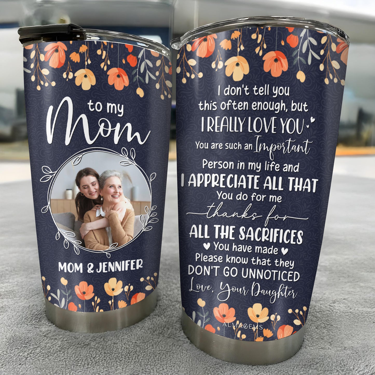 Appreciation For Mom Floral Tumbler Design