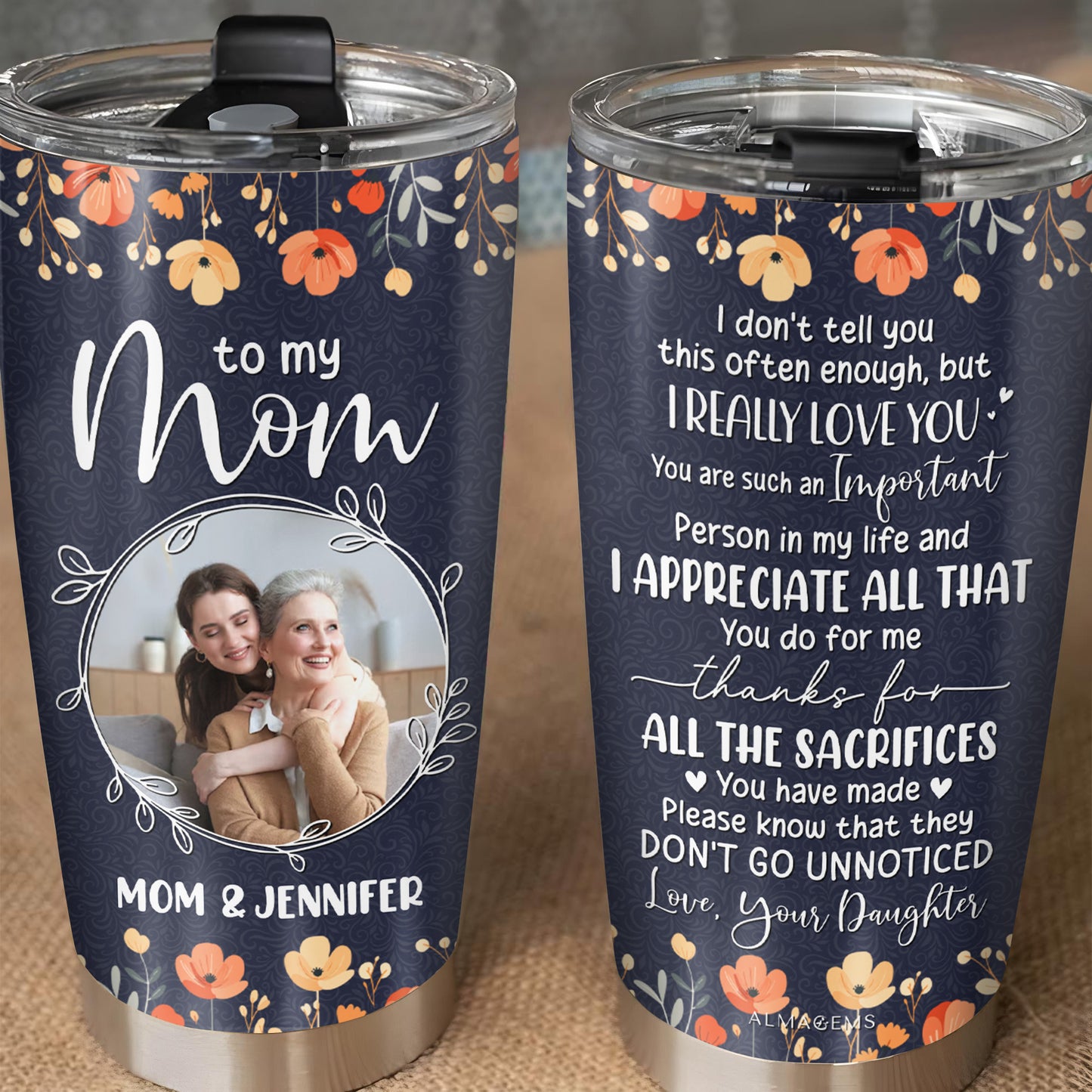 Appreciation For Mom Floral Tumbler Design