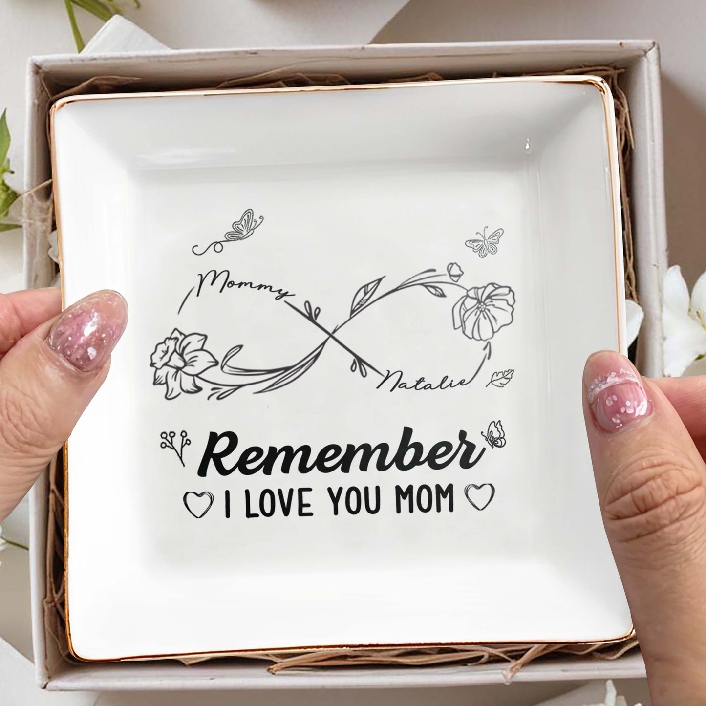 Remember I Love You Mom Floral and Butterfly Design