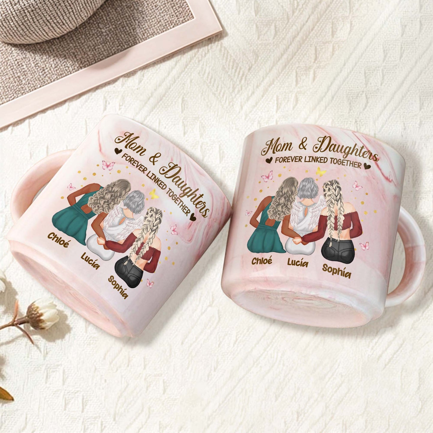 Mom & Daughters Forever Linked Together With Hearts and Stars