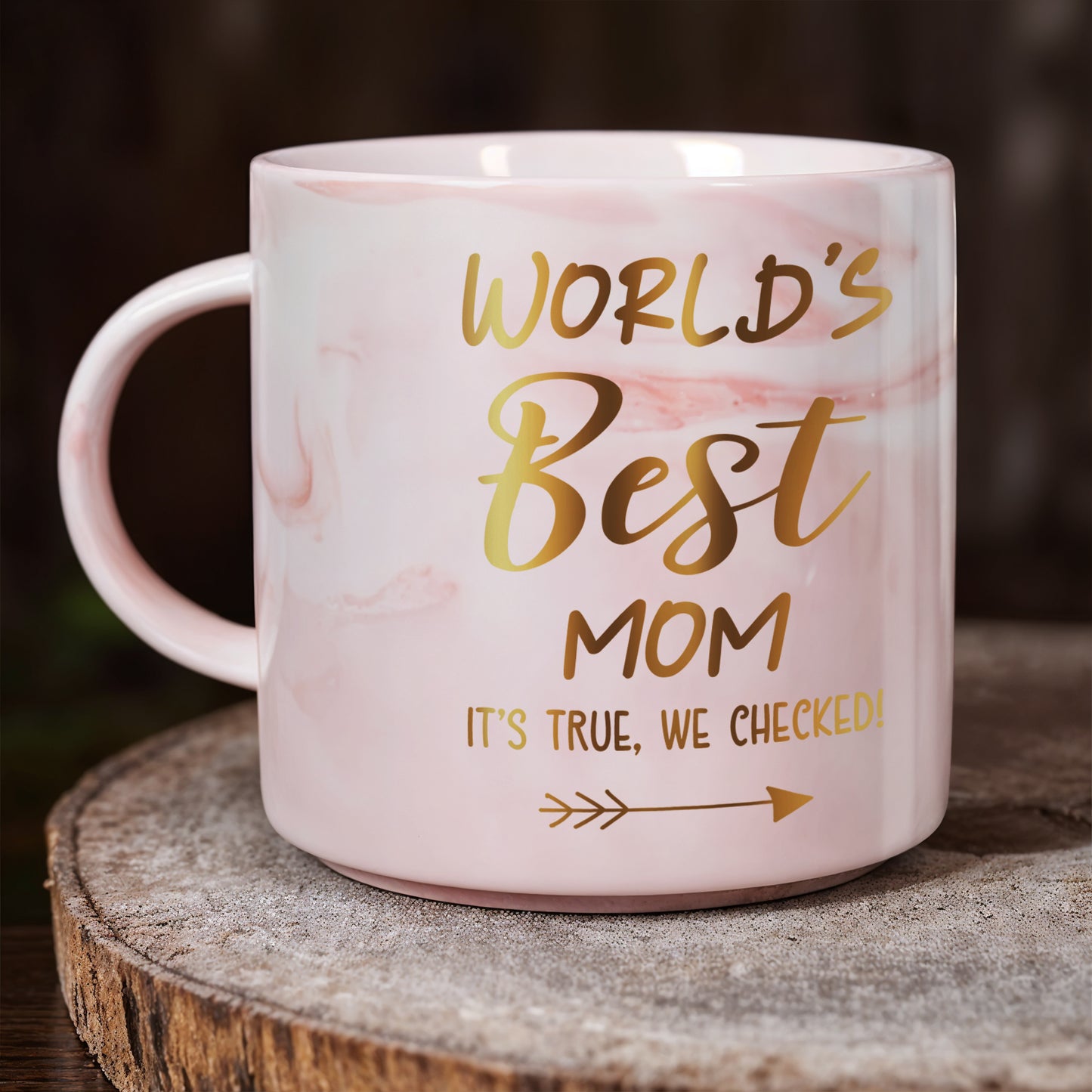 World's Best Mom Marble Mug Featuring a Cartoon Woman