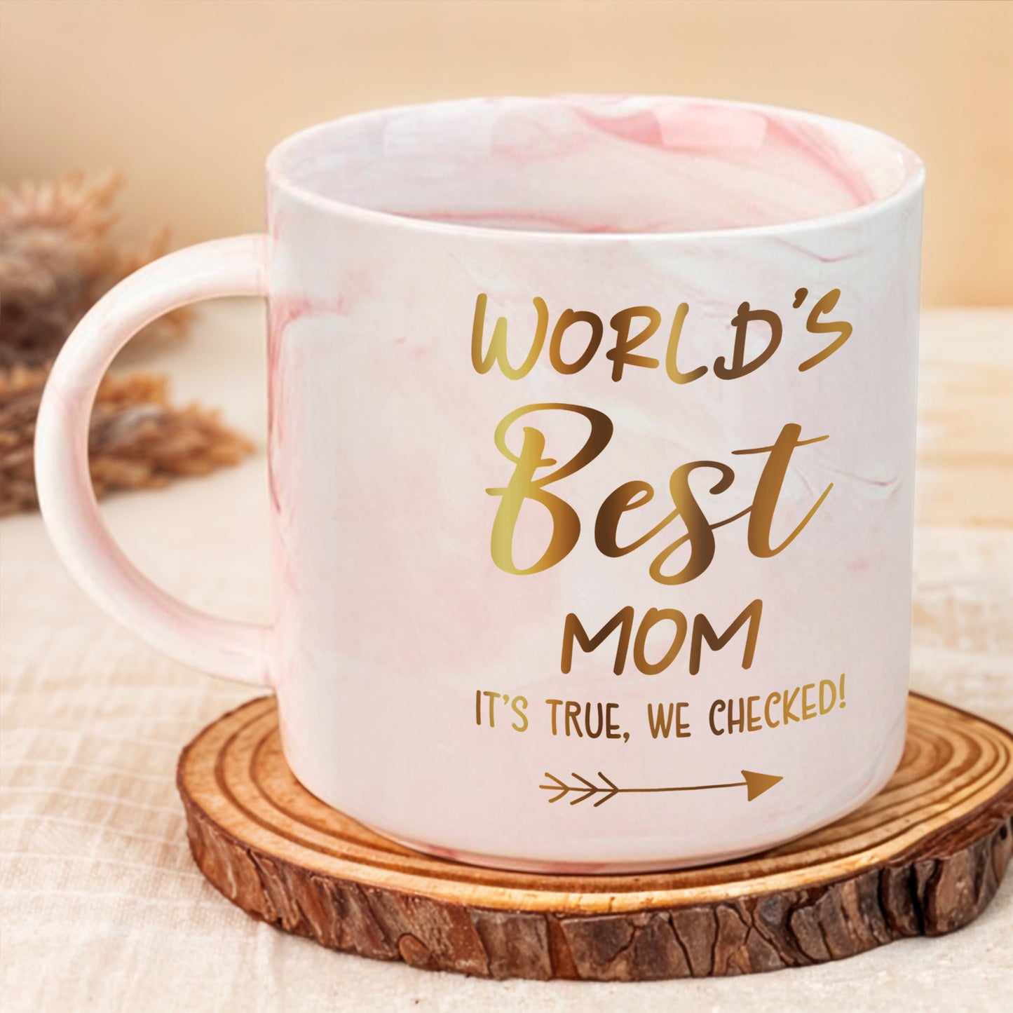 World's Best Mom Marble Mug Featuring a Cartoon Woman