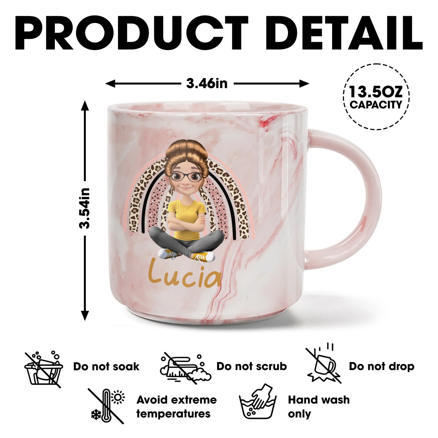 World's Best Mom Marble Mug Featuring a Cartoon Woman