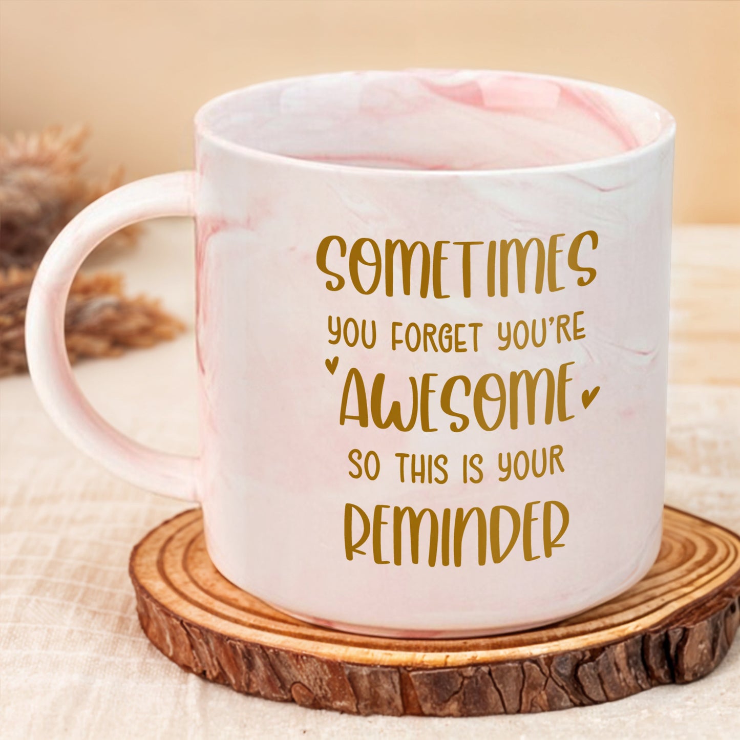 Sometimes You Forget You're Awesome Like Mother Like Daughter - Personalized Custom Pink Marble Mug - MOM045_PMAM