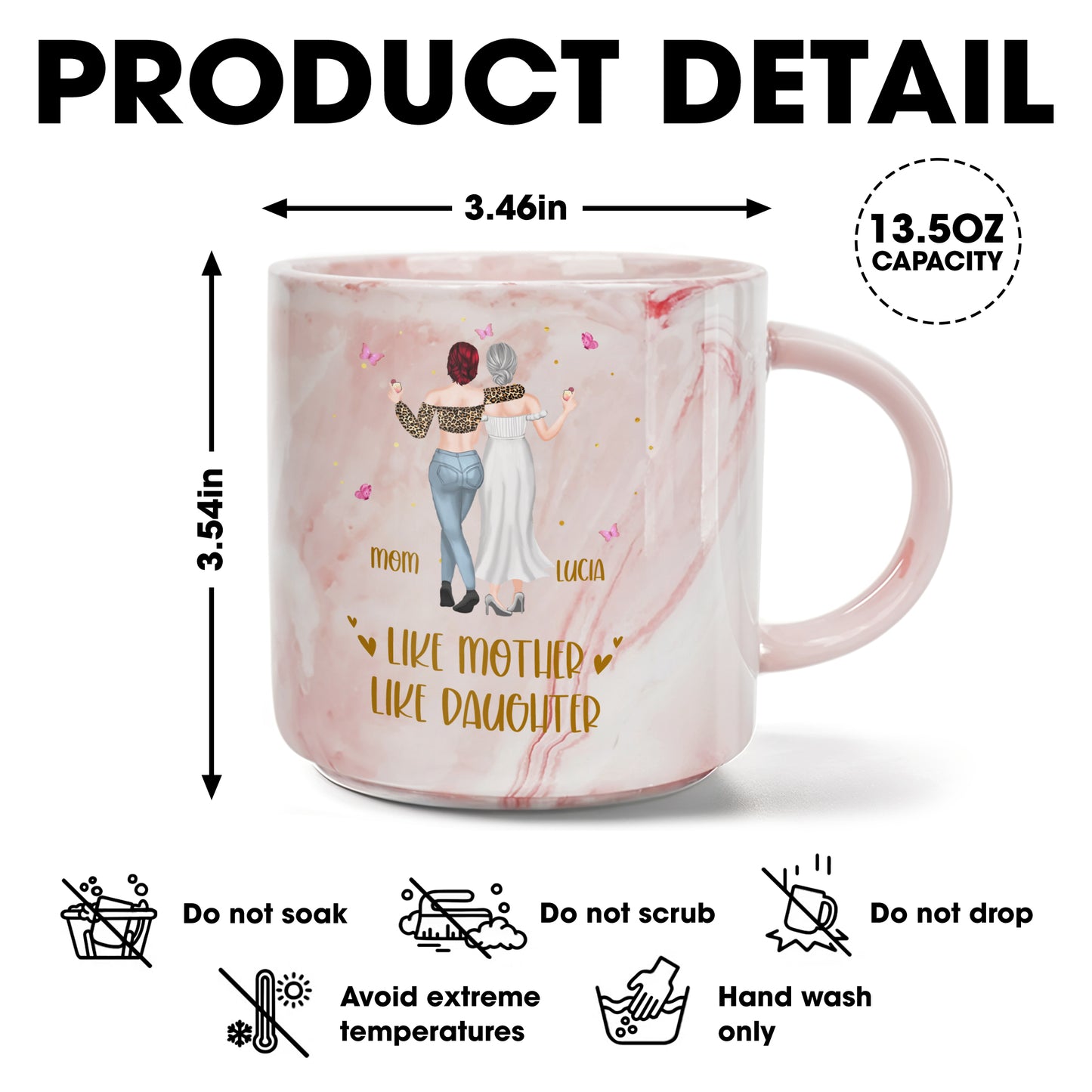 Sometimes You Forget You're Awesome Like Mother Like Daughter - Personalized Custom Pink Marble Mug - MOM045_PMAM
