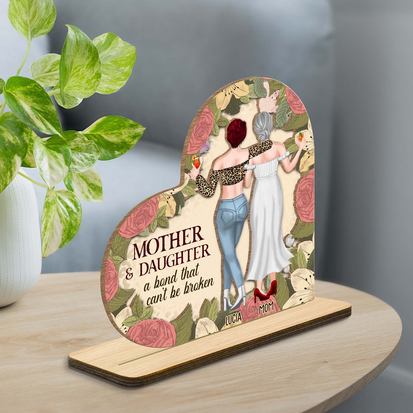Mother & Daughter Bond With Roses And Wine Glasses