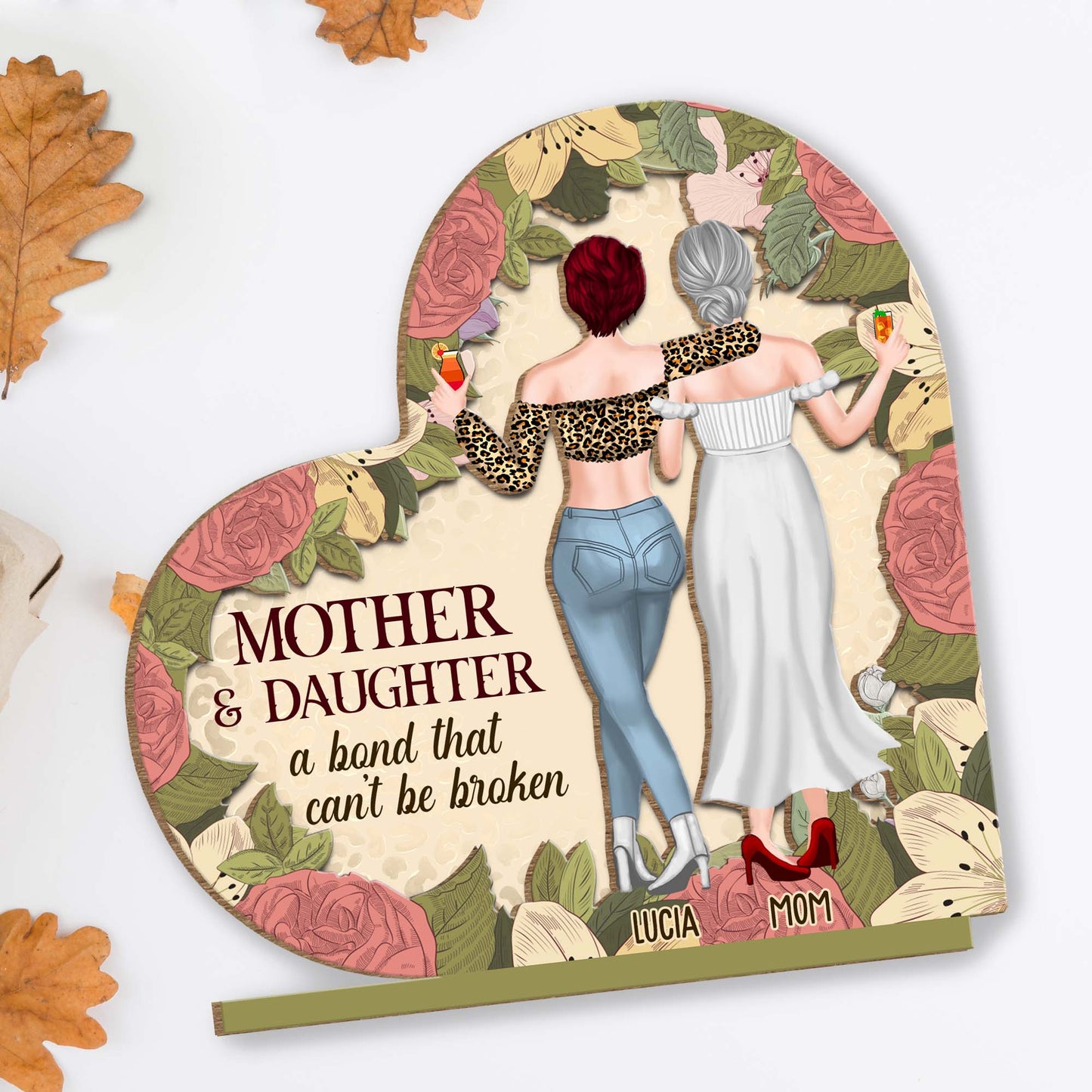 Mother & Daughter Bond With Roses And Wine Glasses