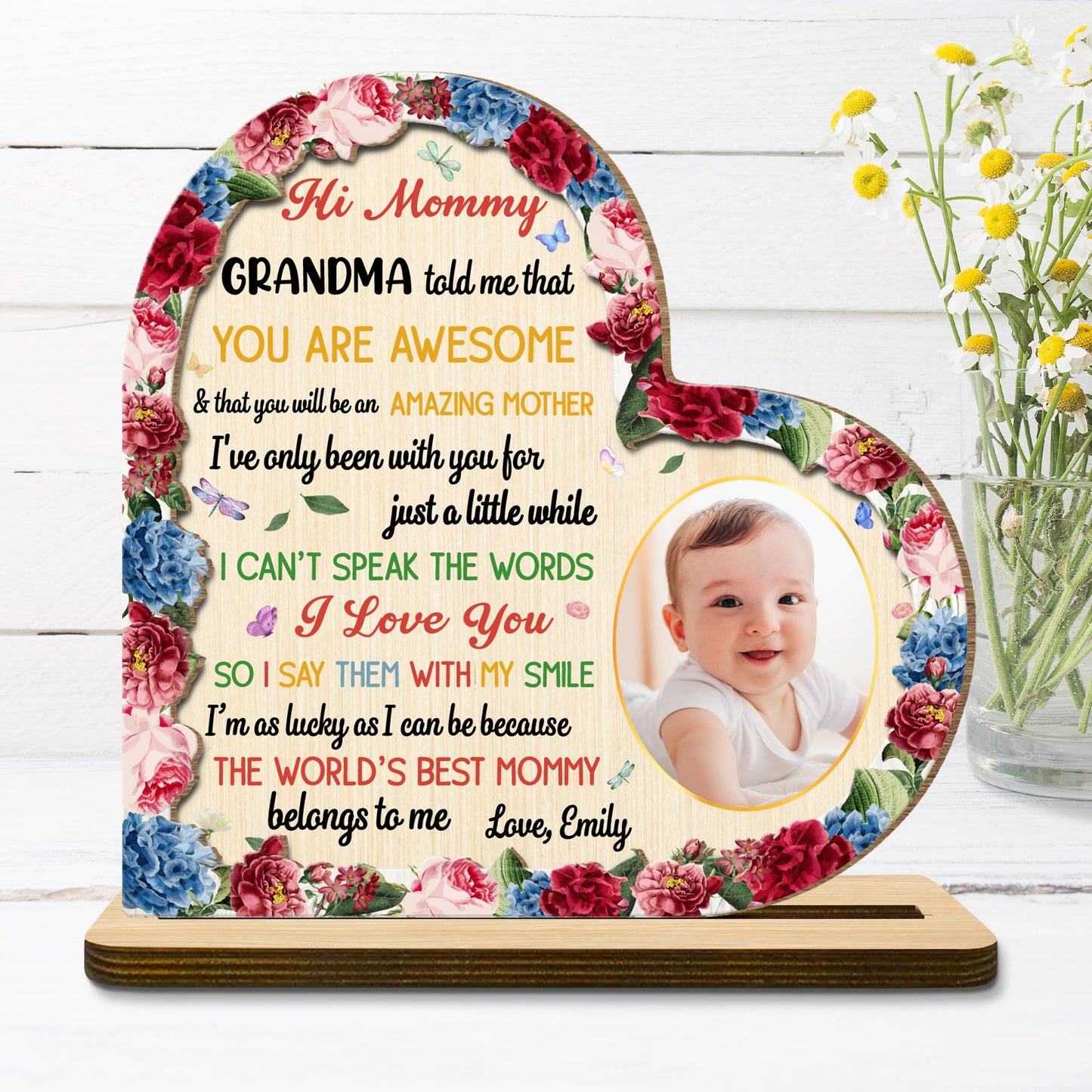 Hi Mommy, You Are Awesome, Flowers, Baby Photo