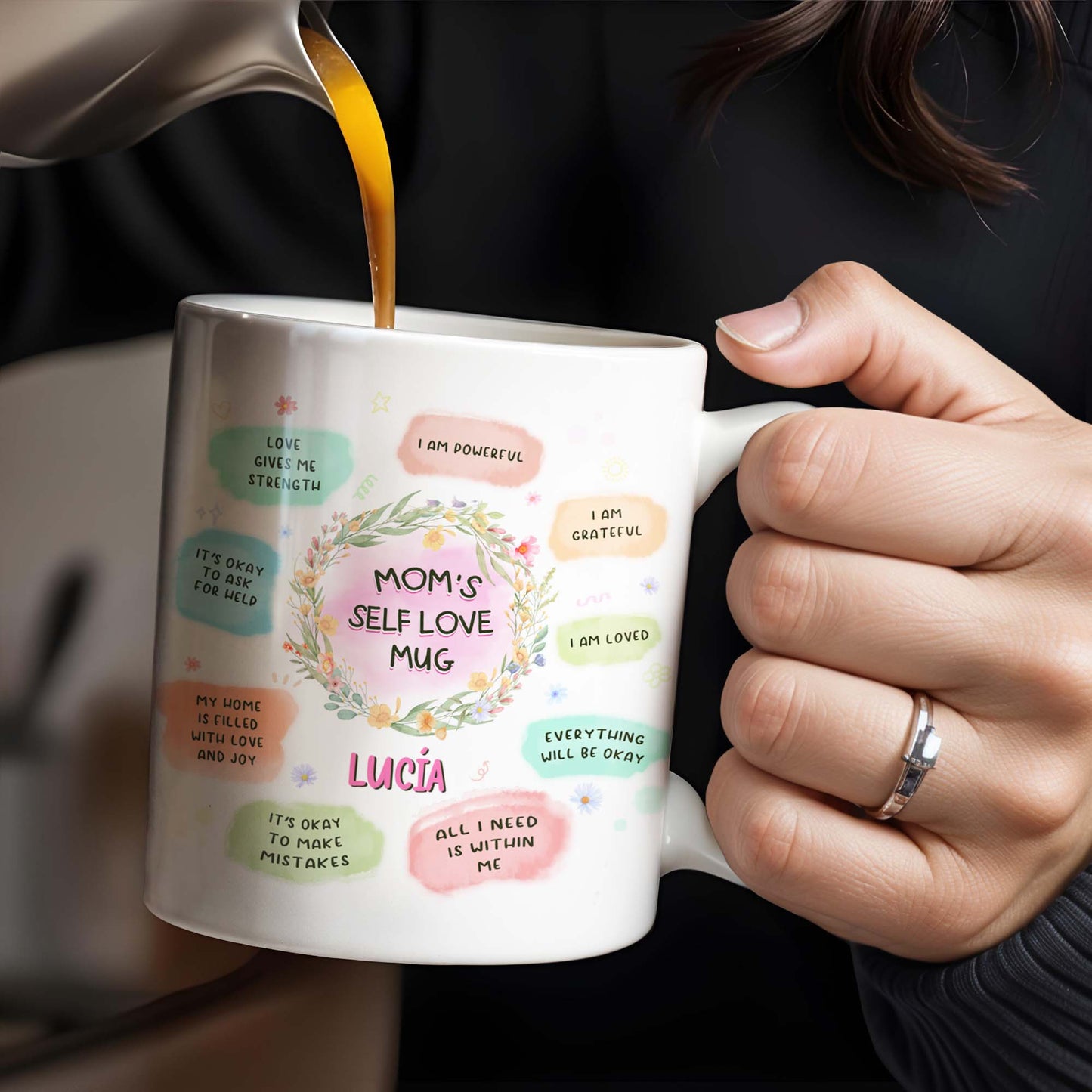 Mom's Self Love Mug With Flowers