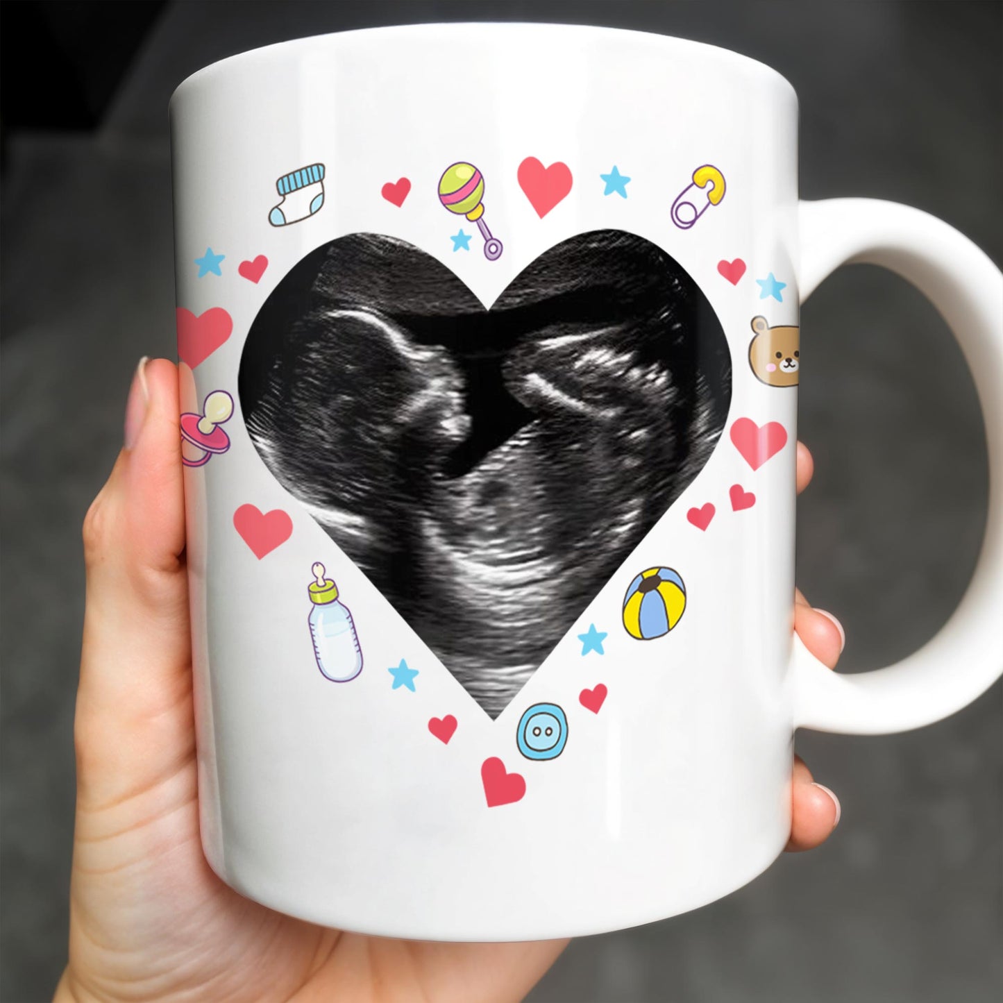 Dear Mommy, This Mother's Day I'll Be Snuggled Up In Your Tummy, Ultrasound Image And Hearts - Personalized Custom Coffee Mug - MOM064_MG