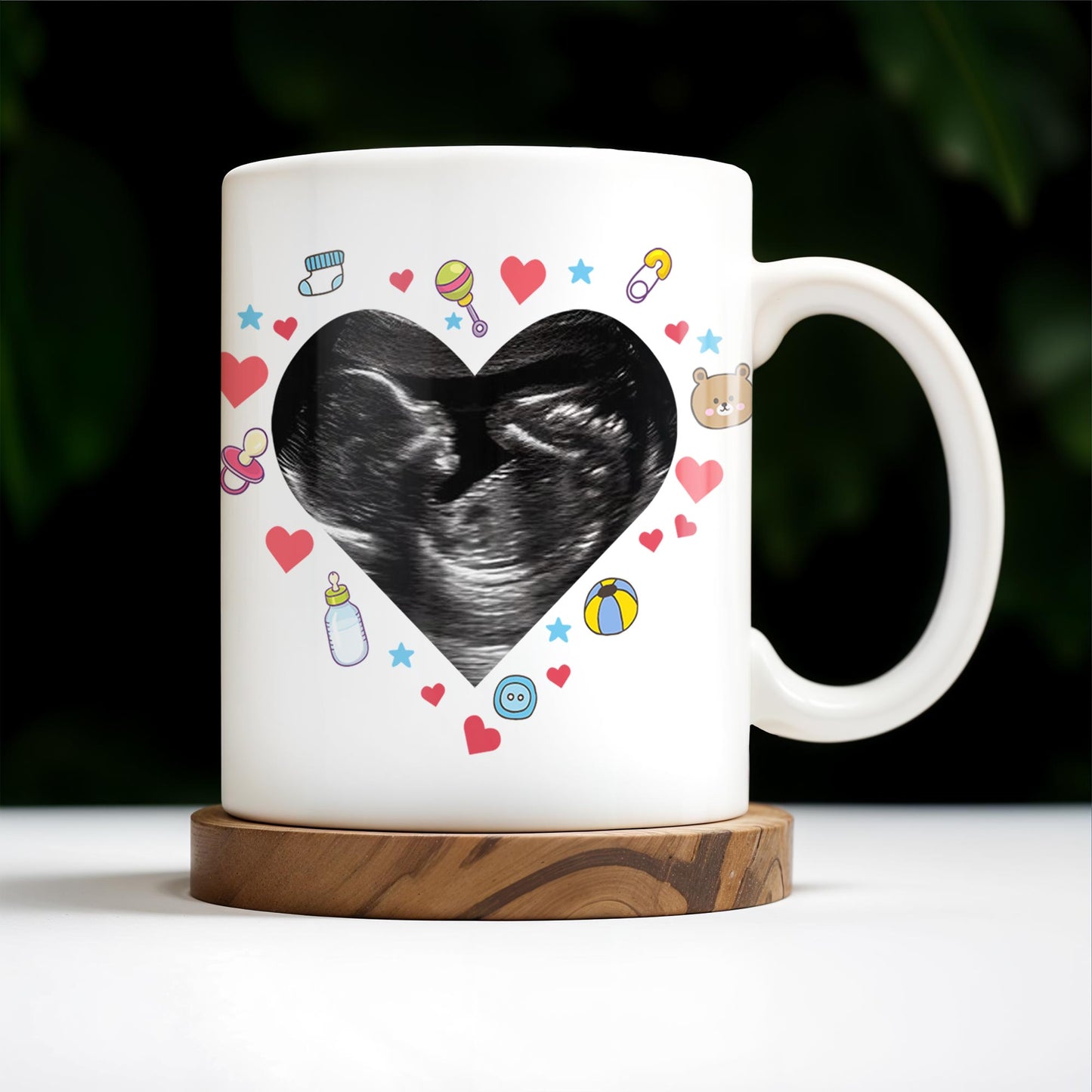 Dear Mommy, This Mother's Day I'll Be Snuggled Up In Your Tummy, Ultrasound Image And Hearts - Personalized Custom Coffee Mug - MOM064_MG