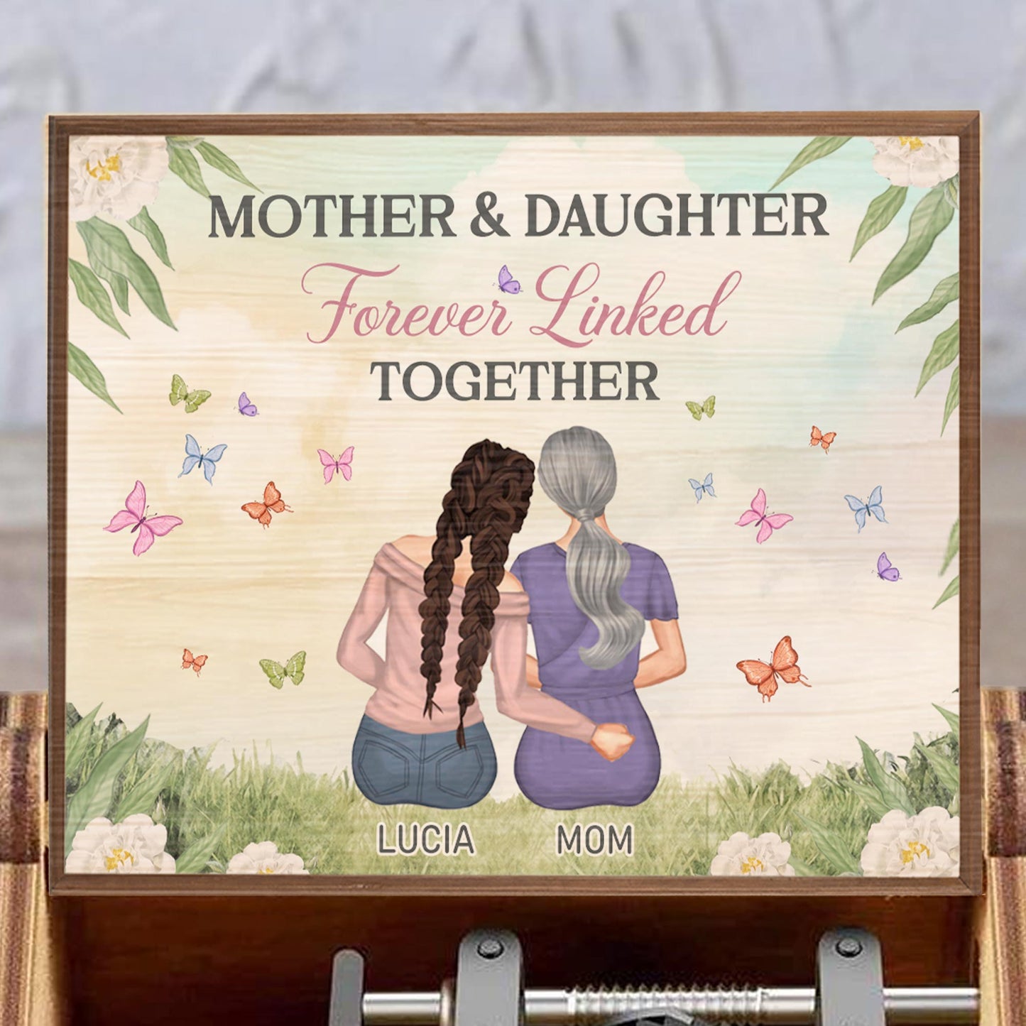 Mother & Daughter Forever Linked Together, Butterflies and Flowers