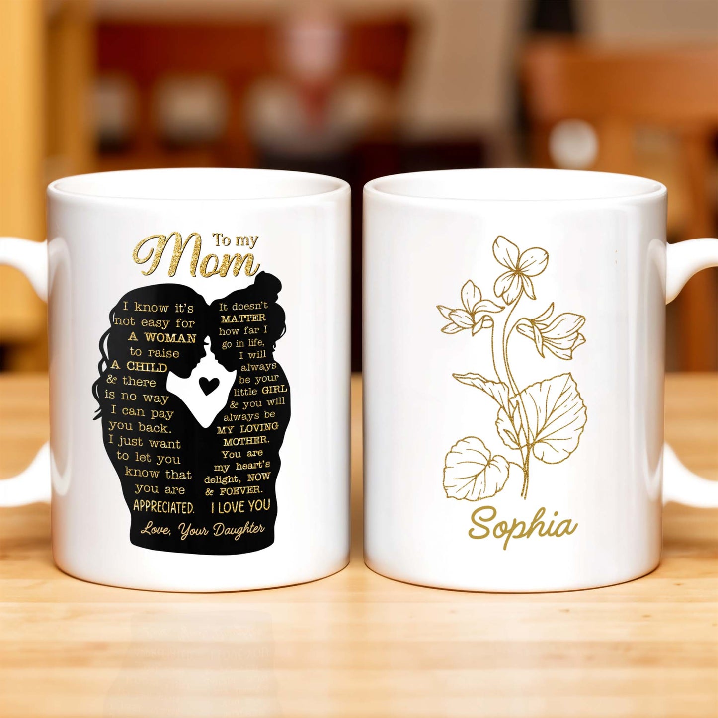 Célébrez l'élégance simple de la nature avec ce motif floral, fleur et plante - Tasse à café personnalisée - MOM066_MG