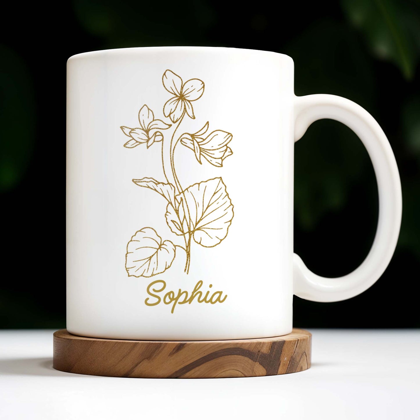 Célébrez l'élégance simple de la nature avec ce motif floral, fleur et plante - Tasse à café personnalisée - MOM066_MG