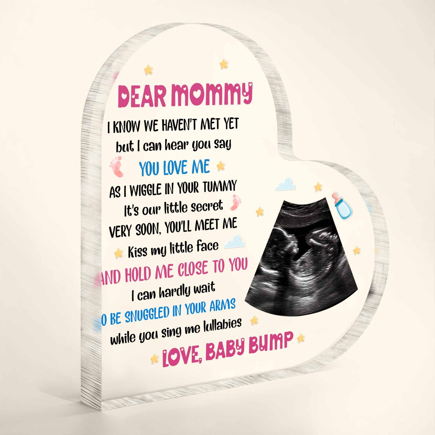 Dear Mommy, I Know We Haven't Met Yet, Ultrasound Image - Personalized Heart Shaped Acrylic Plaque - MOM073_HAP