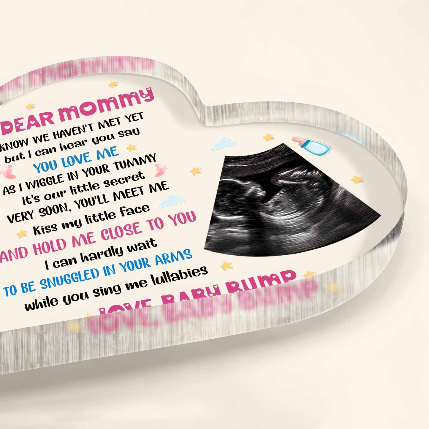 Dear Mommy, I Know We Haven't Met Yet, Ultrasound Image - Personalized Heart Shaped Acrylic Plaque - MOM073_HAP