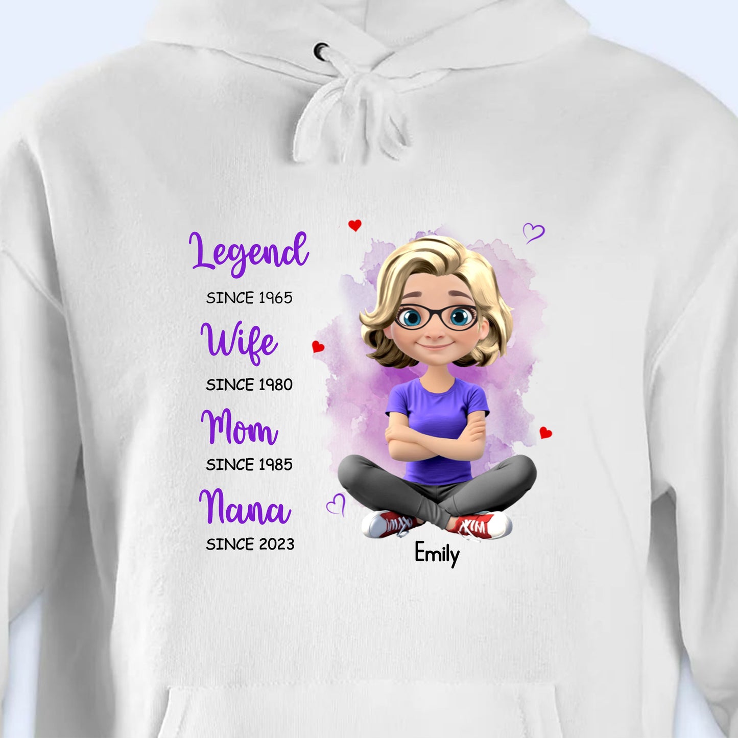 Legend Since 1965, Wife Since 1980, Mom Since 1985, Nana Since 2023, Cartoon Character