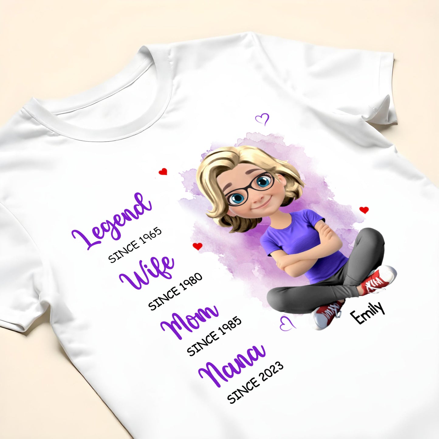 Legend Since 1965, Wife Since 1980, Mom Since 1985, Nana Since 2023, Cartoon Character