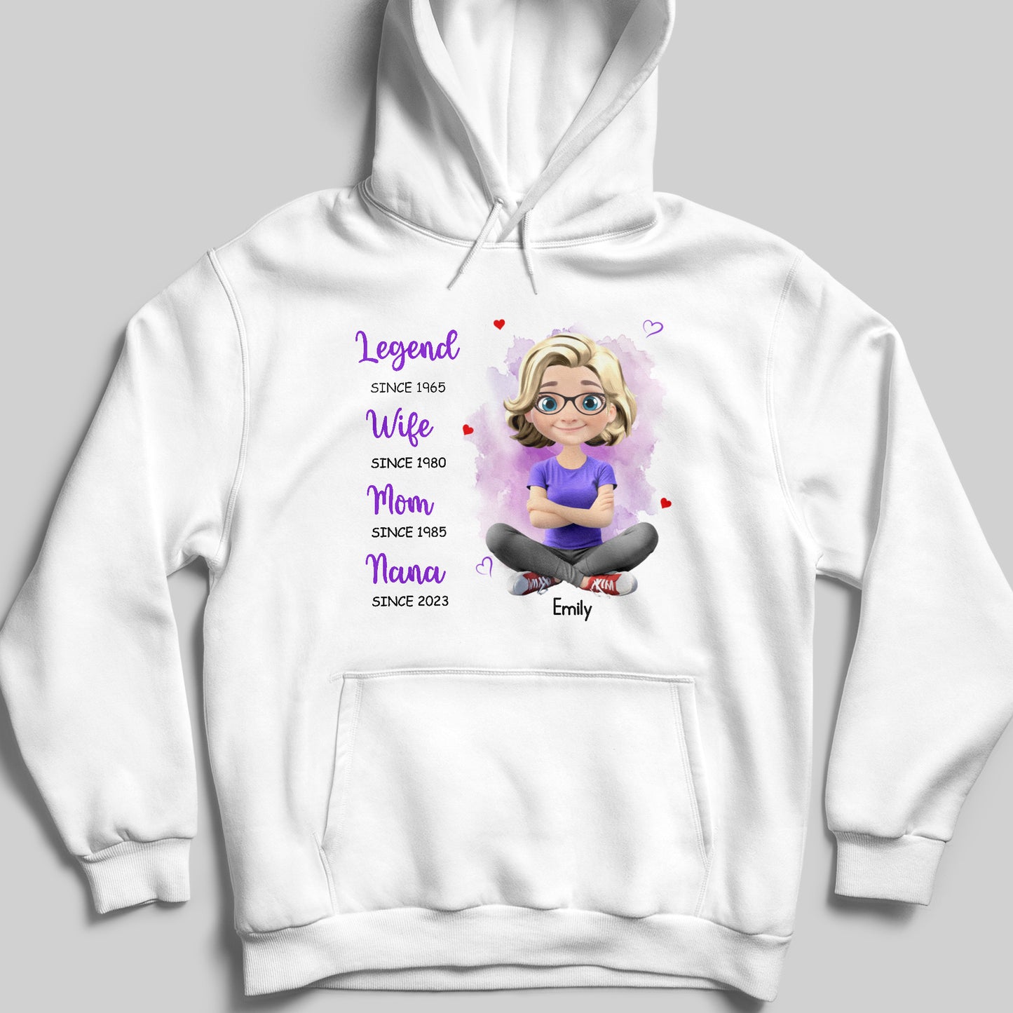 Legend Since 1965, Wife Since 1980, Mom Since 1985, Nana Since 2023, Cartoon Character