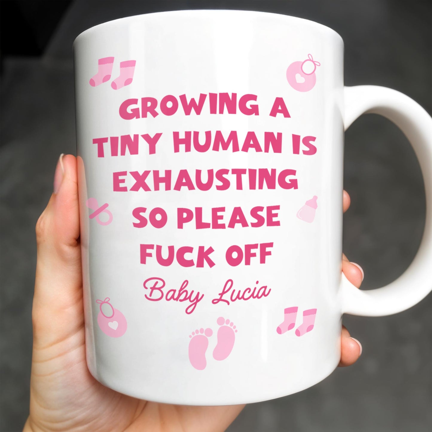 Growing A Tiny Human Is Exhausting So Please Eff Off, Baby Feet and Music Notes