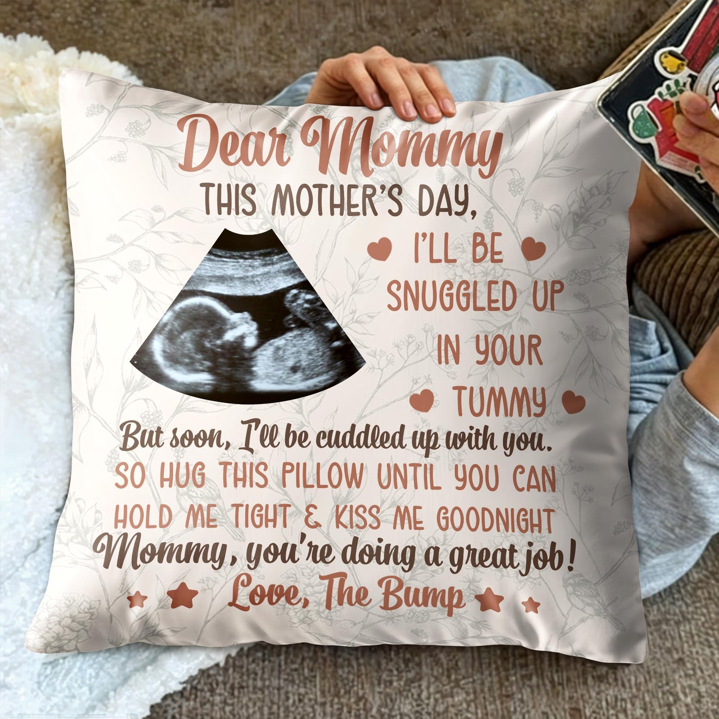 Dear Mommy, This Mother’s Day, I’ll Be Snuggled Up, Ultrasound Image and Hearts