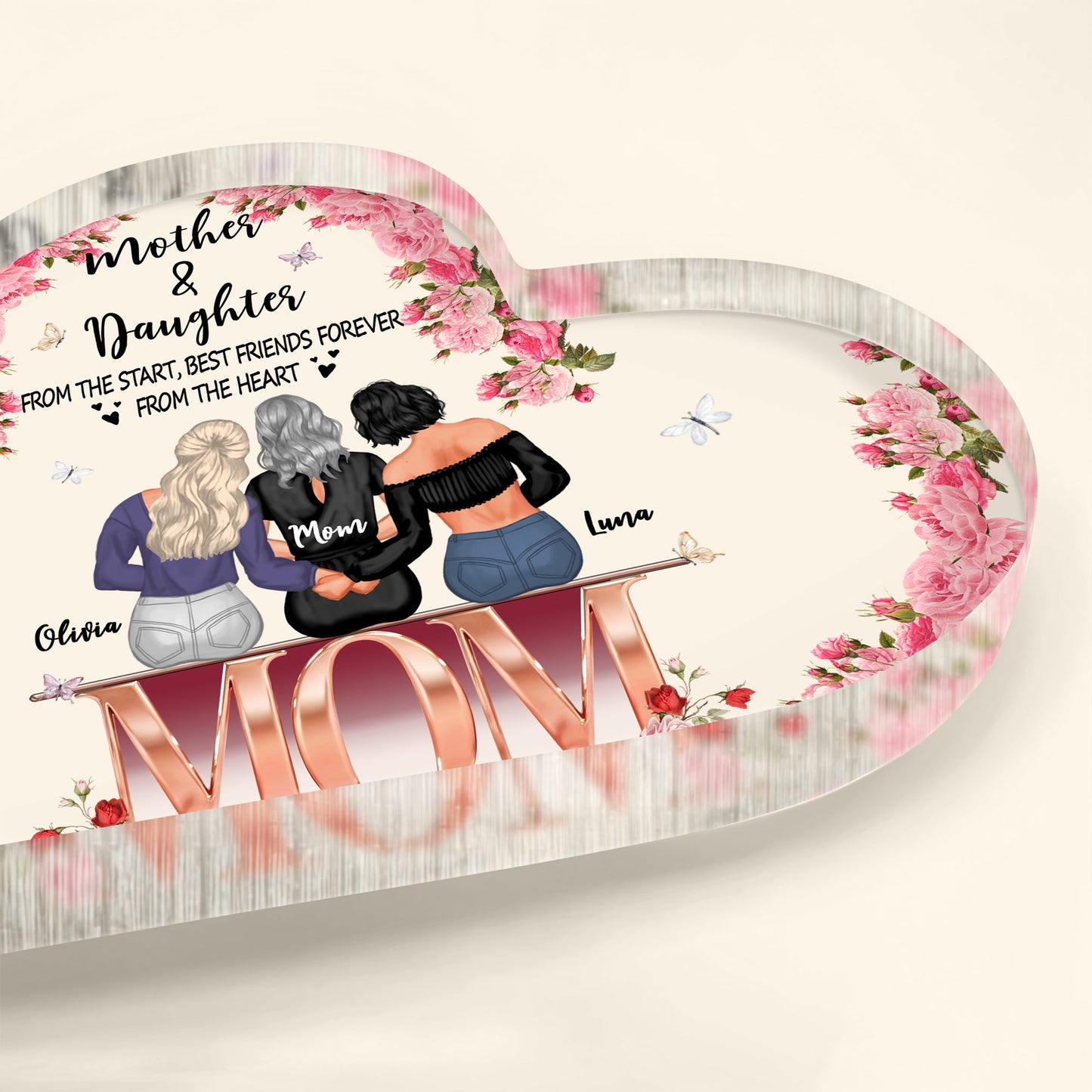 Mother & Daughter, From The Start, Best Friends Forever From The Heart, Flowers And Butterflies