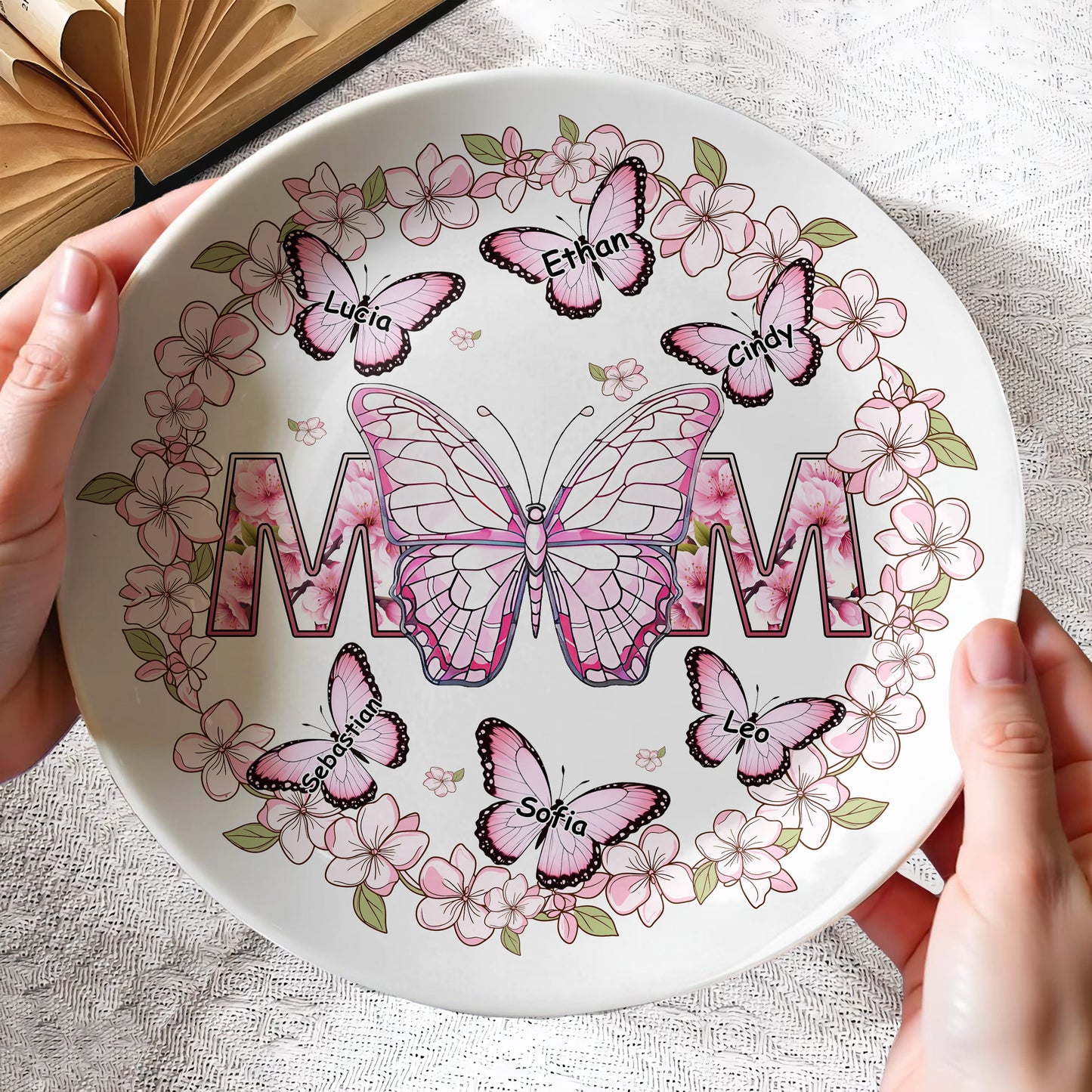 Celebrate Life's Beautiful Moments With Personalized Floral And Butterfly Artwork - Personalized Ceramic Plate