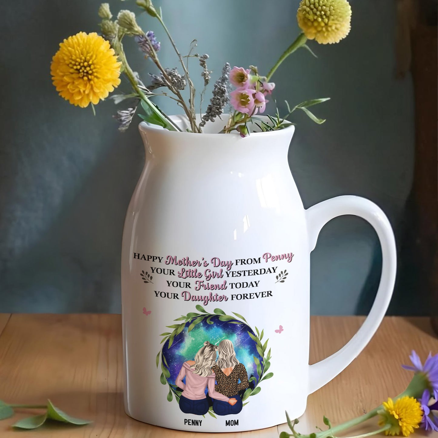Happy Mother's Day From Penny, Your Little Girl Yesterday, Mother And Daughter, Floral Design