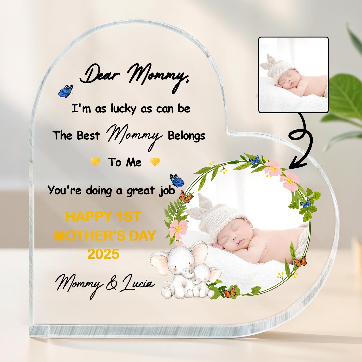 Dear Mommy, I'm As Lucky As Can Be The Best Mommy Belongs To Me, Flowers and Butterflies
