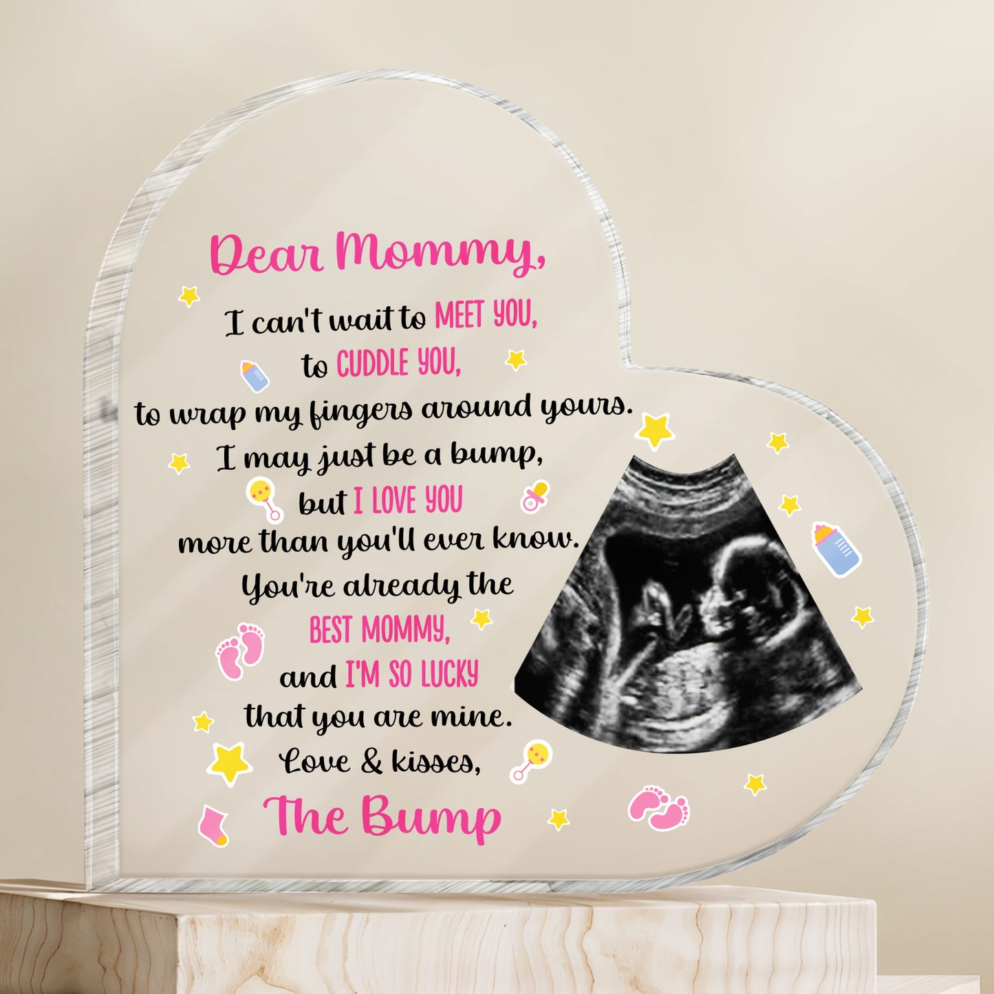 Dear Mommy, I Can't Wait To Meet You, Ultrasound Image And Hearts