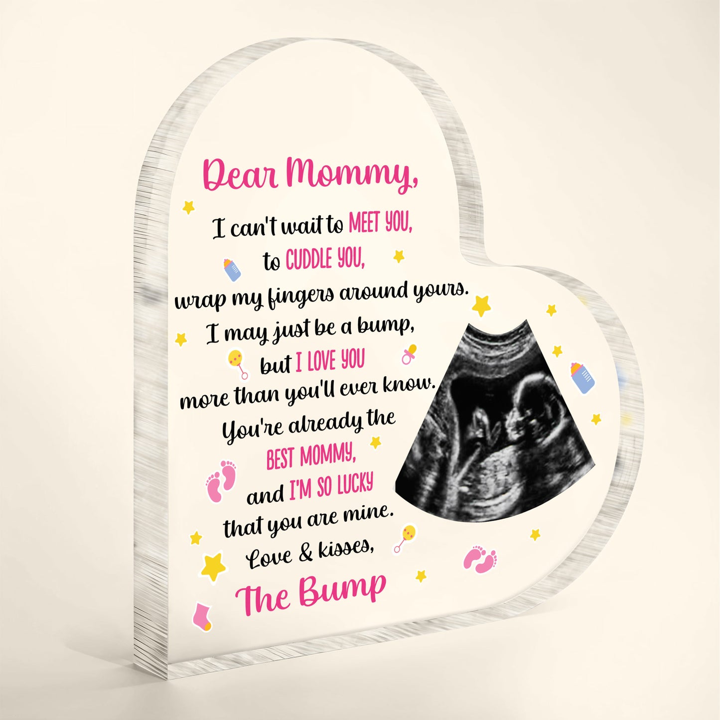 Dear Mommy, I Can't Wait To Meet You, Ultrasound Image And Hearts