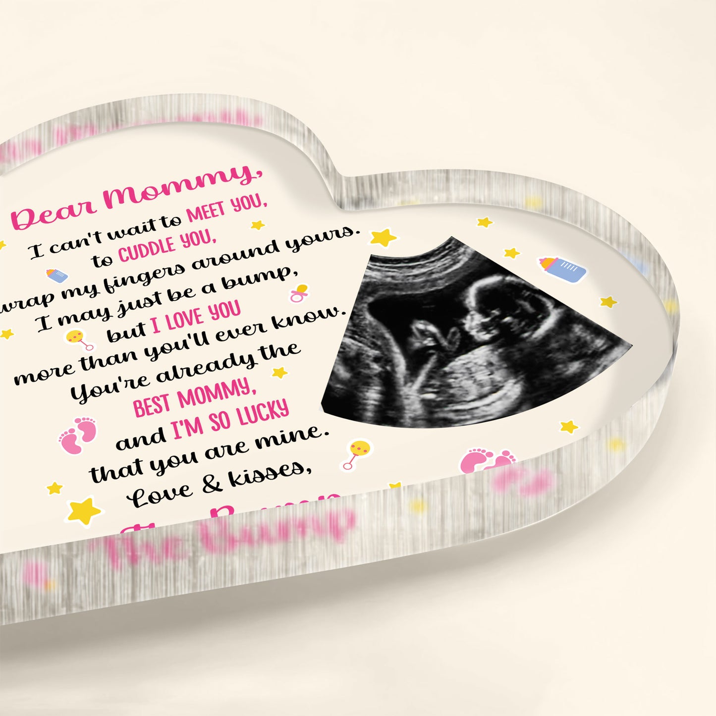 Dear Mommy, I Can't Wait To Meet You, Ultrasound Image And Hearts