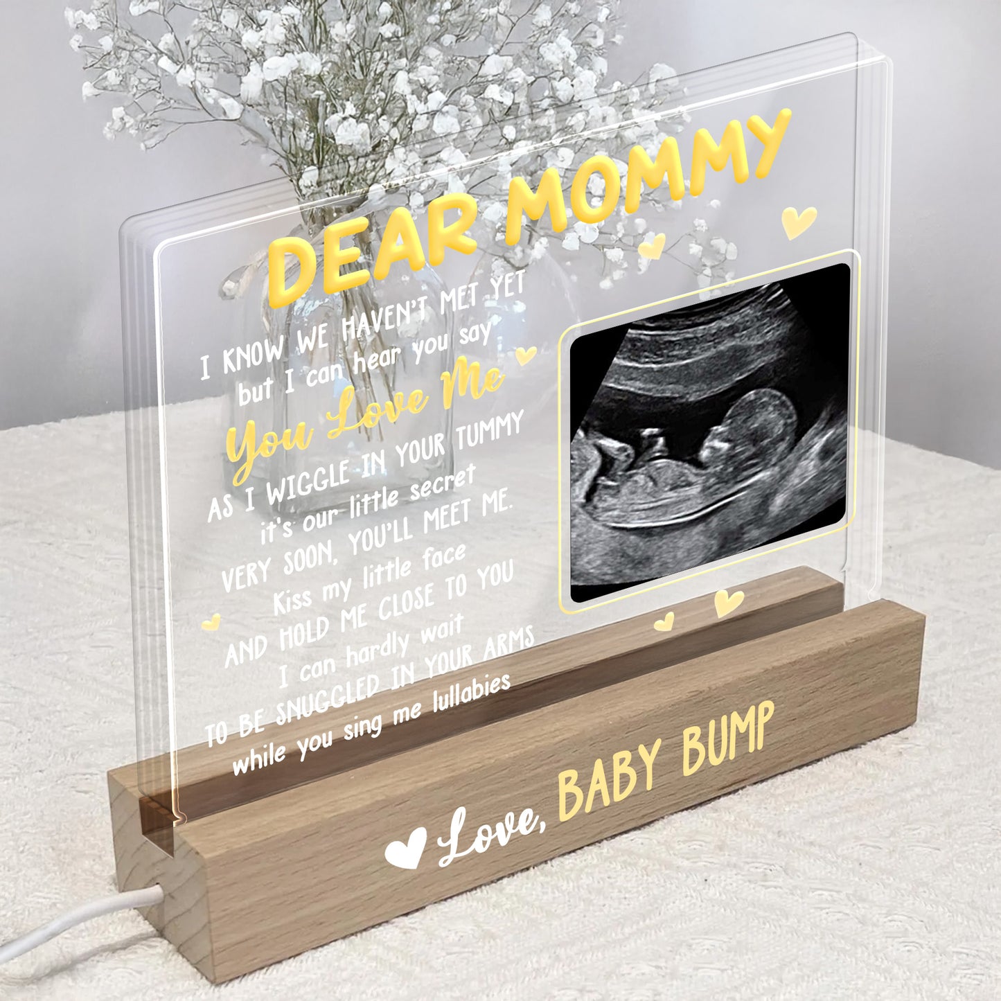 Dear Mommy, I Know We Haven't Met Yet, Ultrasound Image and Hearts