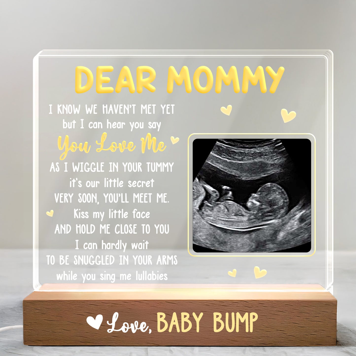 Dear Mommy, I Know We Haven't Met Yet, Ultrasound Image and Hearts