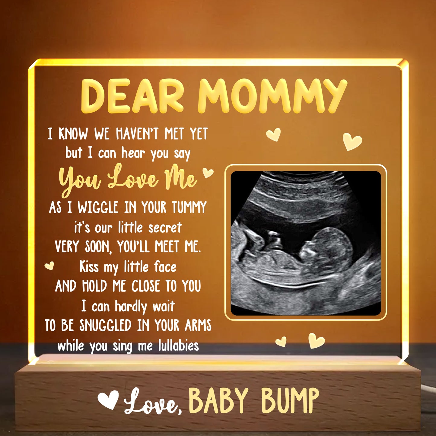 Dear Mommy, I Know We Haven't Met Yet, Ultrasound Image and Hearts
