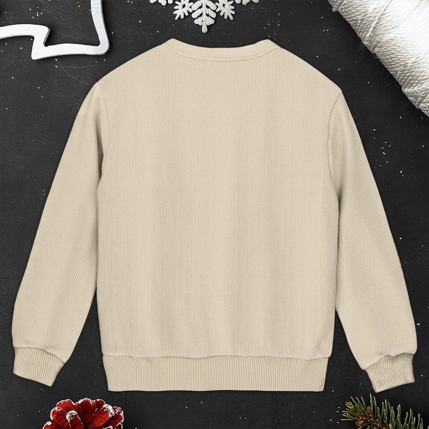 Mama Christmas Sweater With Holly and Reindeer Antlers