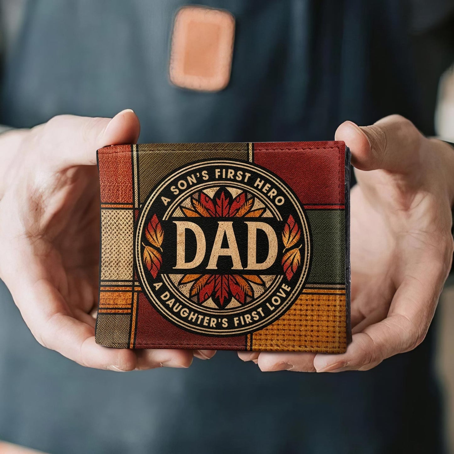 Papa, premier héros d'un fils, premier amour d'une fille - Portefeuille en cuir pour homme - MW10
