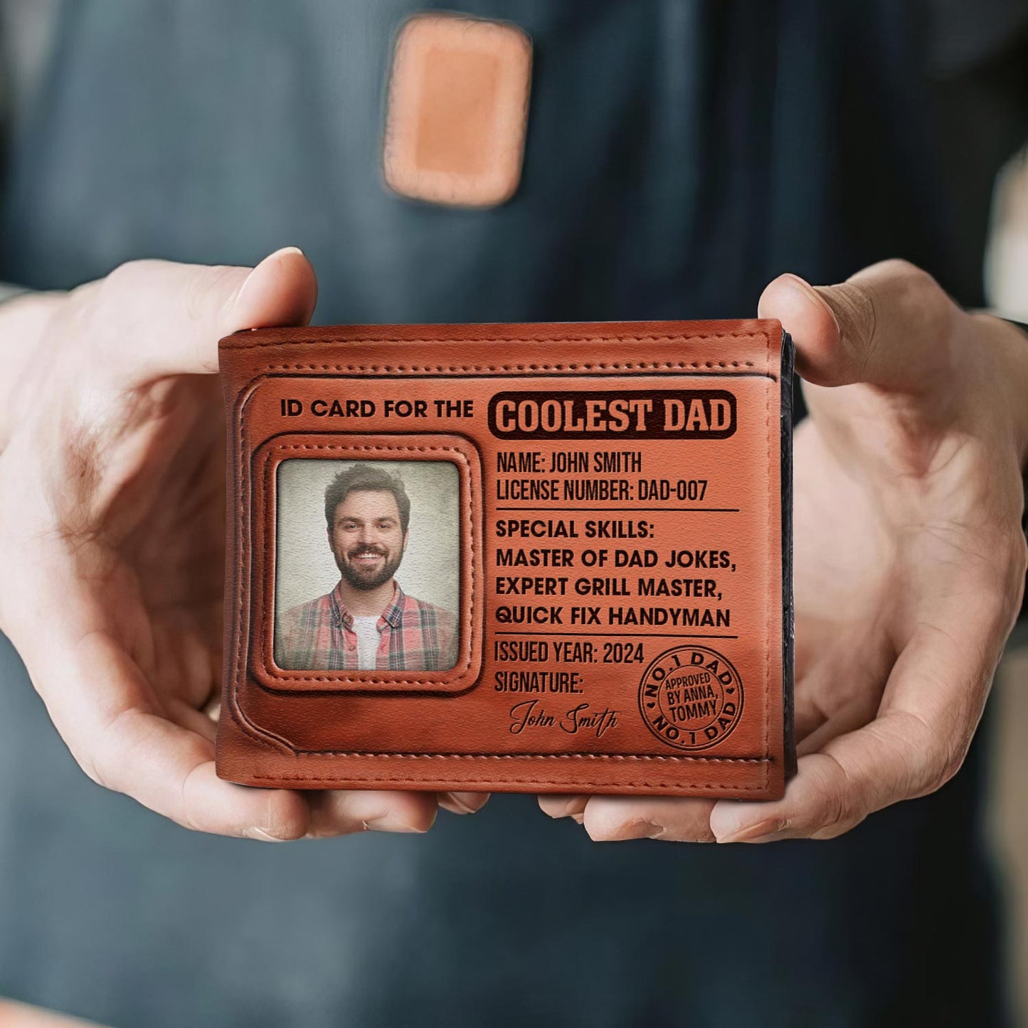 Tarjeta de identificación para el papá más genial - Cartera de cuero para hombre - MW24