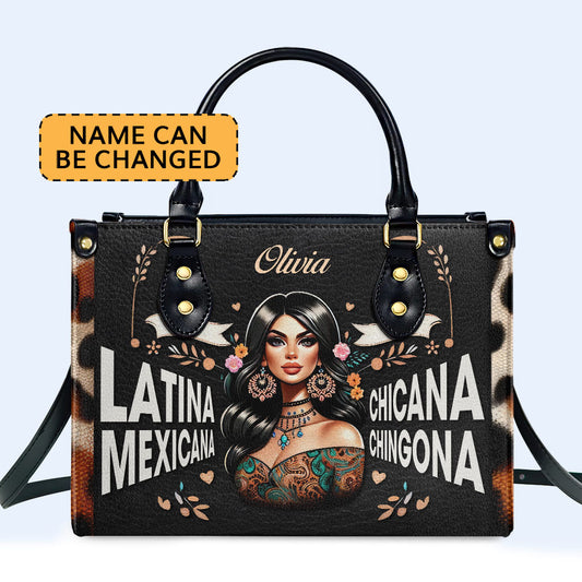 Sac à main en cuir personnalisé pour femme latine, mexicaine, chicana et chingona - MX04